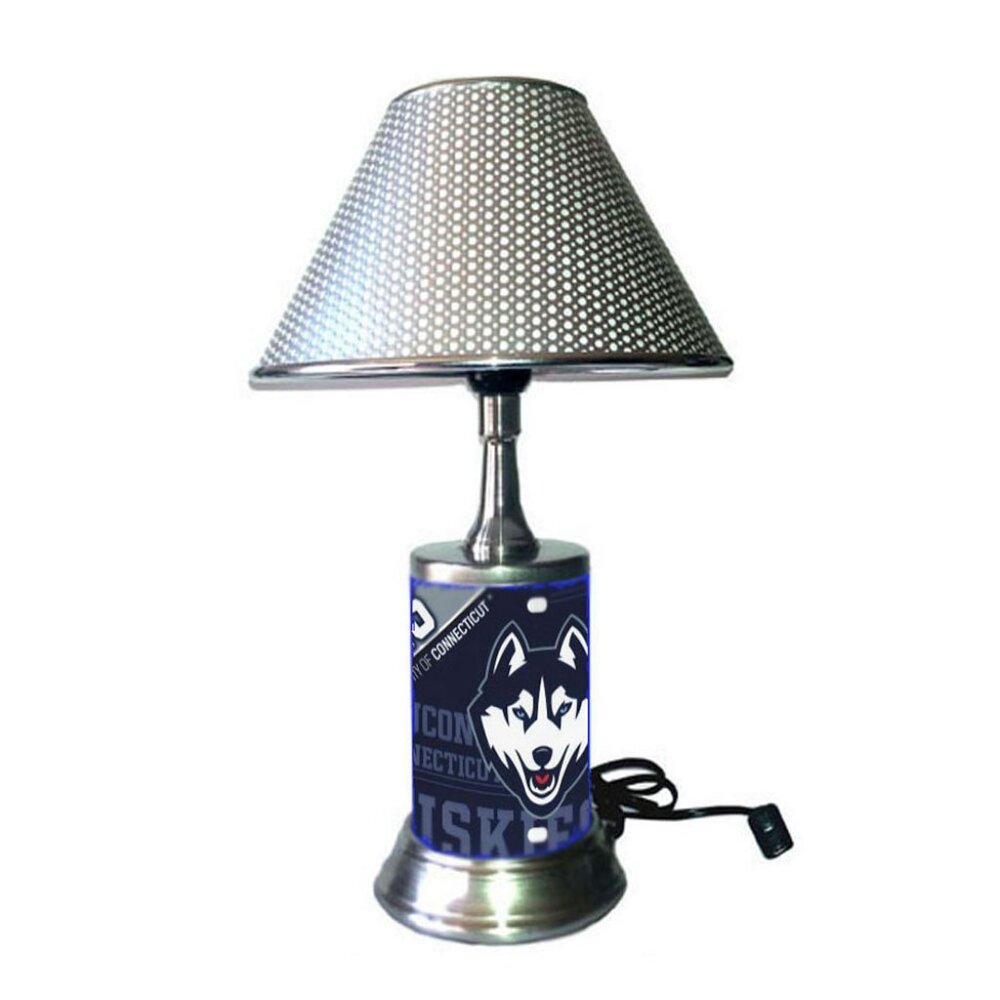 Connecticut Huskies UCONN  table lamp with chrome finish shade, desk lamp